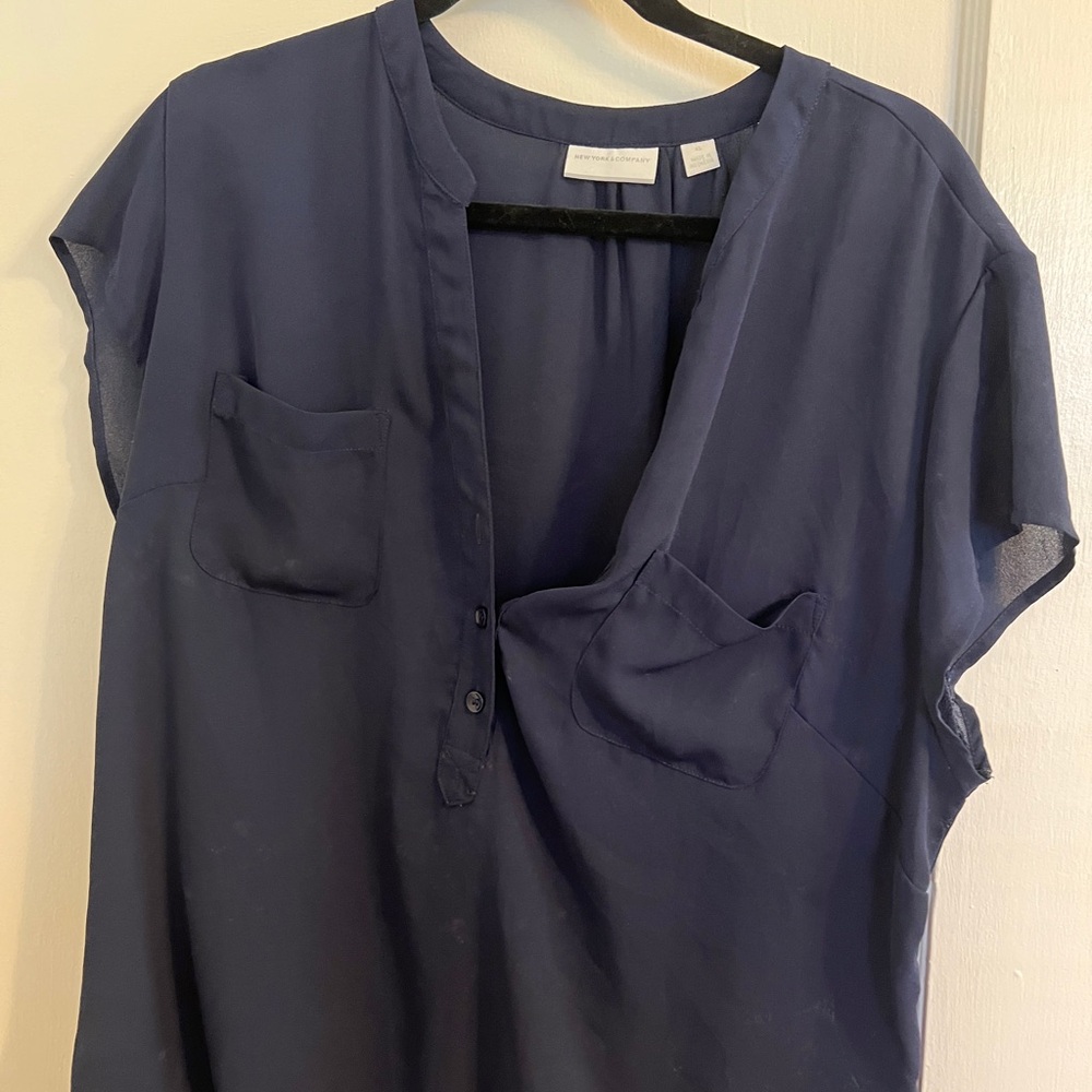 New York & Company Deep Blue Blouse